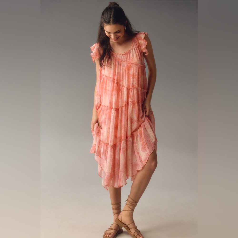 ✨ Anthropologie Asymmetric Hanky Tunic Midi Dress Sz L